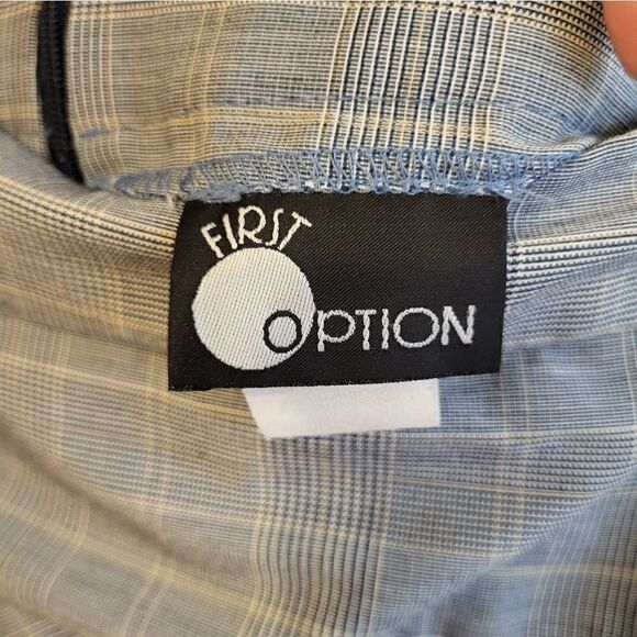 NWOT First Option grey/blue plaid midi skirt - Picture 3 of 7